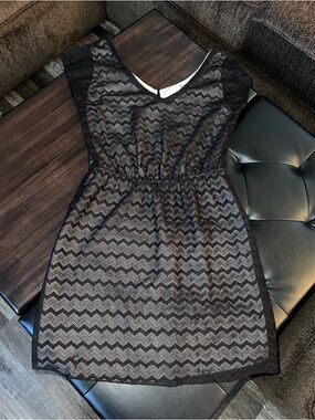 Speechless Black Chevron Lace Mini Dress